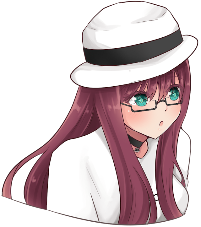 A Hanna, uma garota de chapéu branco e óculos, com expressão de surpresa e boca aberta